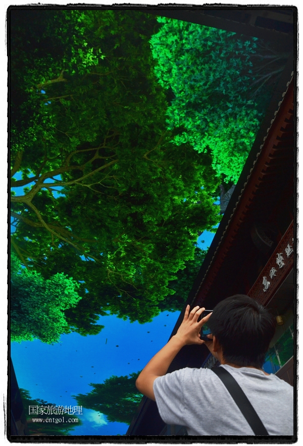 9月8日，在西安市大雁塔景區(qū)，“天幕”景觀吸引游客駐足觀看，并拿出手機(jī)拍攝。